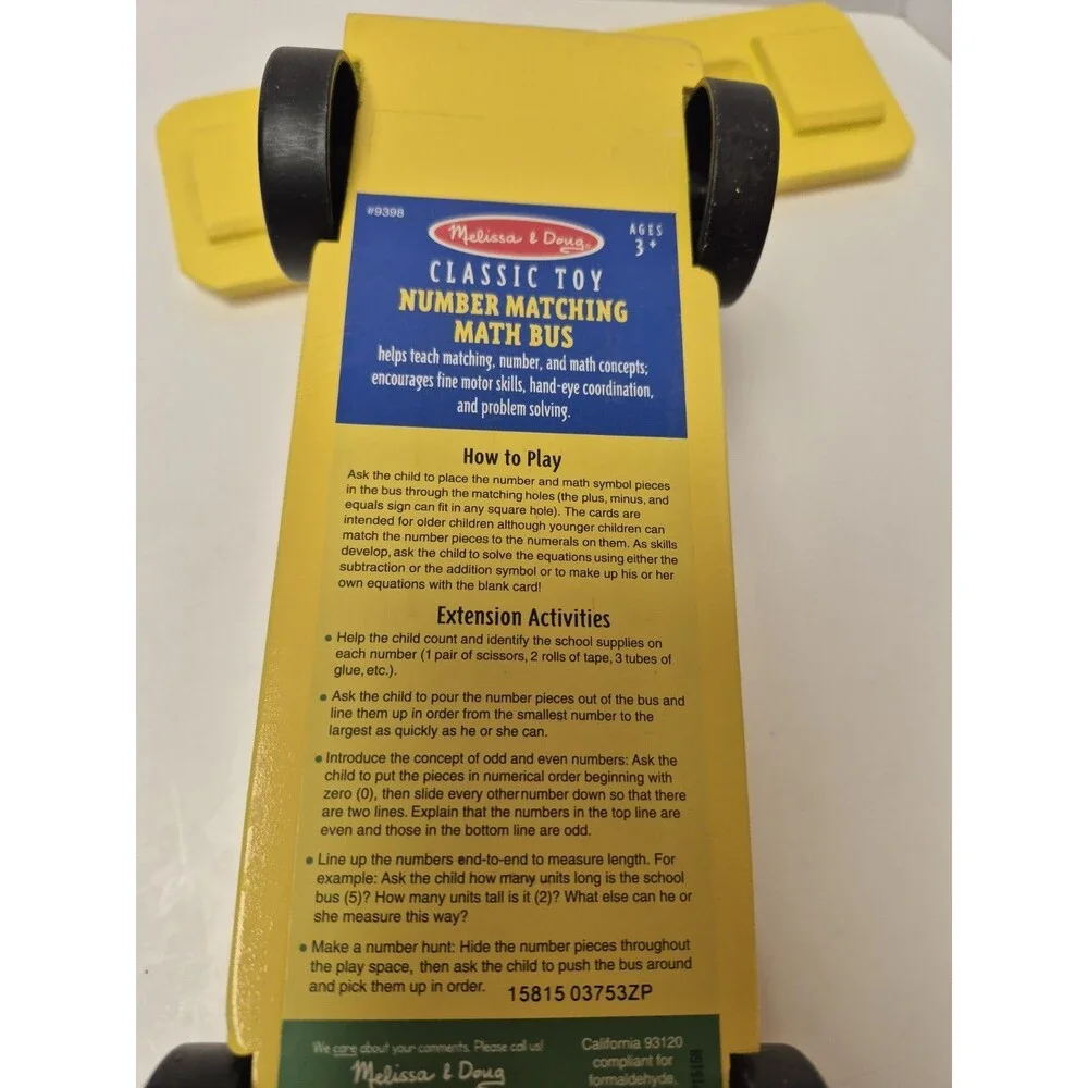 Melissa and Doug Math Bus, Numbers, Adding/Subtracting Fun missing #7